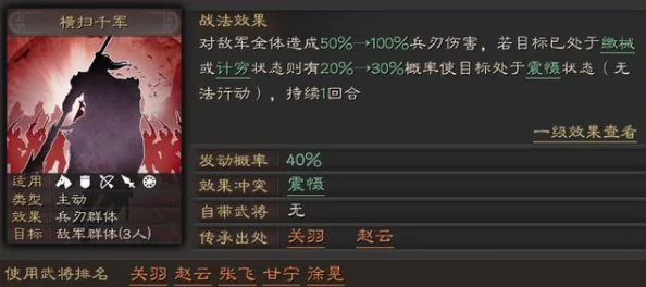 三国志·战略版关羽战法搭配与横扫千军战法获取全解析
