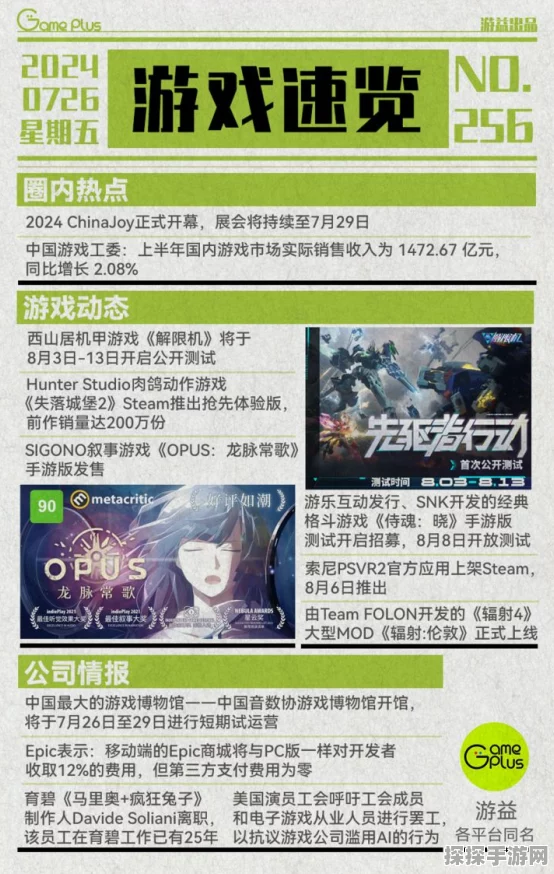 资讯类型，新游戏发布
