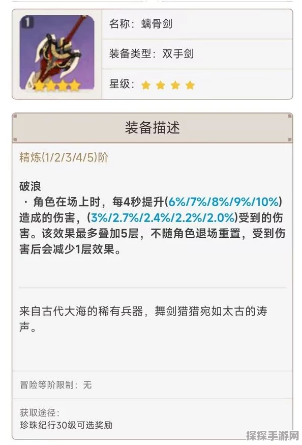 手游资讯，原神螭骨剑突破材料全解析