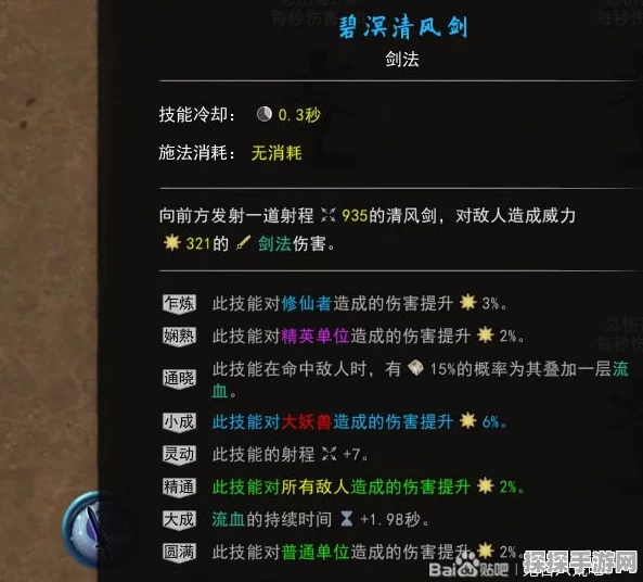 手游资讯，鬼谷八荒最强清风剑词条与伤害全面解析