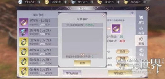 手游资讯，揭秘完美世界前传6军所需声望值