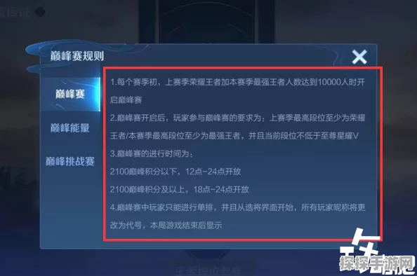 王者荣耀王者巅峰赛规则详解