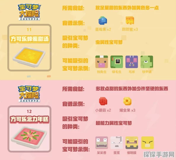 手游资讯，宝可梦大探险——揭秘方可乐蜂蜜甜汤的烹饪条件与独特功能