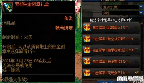 DNF手游，梦想白金来临，白金徽章系统全面解析